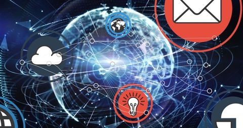 Digital Media Icons Over Global Network