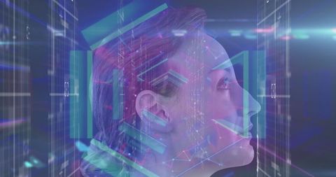 Digital Transformation Concept with Woman in Virtual Space