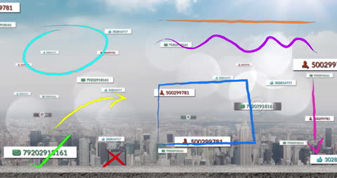 Abstract Social Media Icons Floating Over Urban Landscape