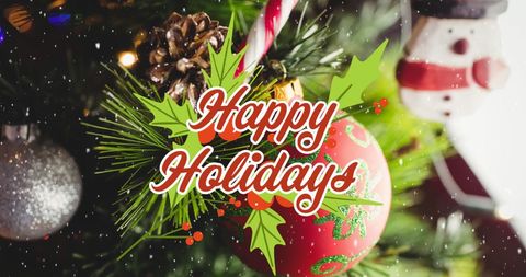 Festive Holiday Greetings Card with Christmas Tree Decorations - Download Free Stock Images Pikwizard.com