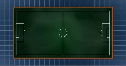 Futuristic Digital Soccer Field Diagram with Grid Background
