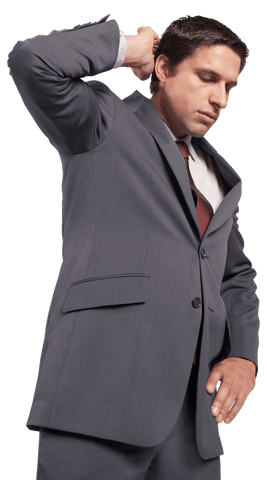 Thoughtful Businessman Adjusting Suit on Transparent Background