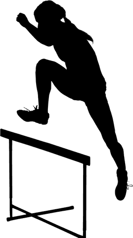 Dynamic silhouette of female athlete jumping on transparent background