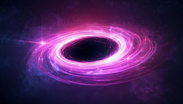 Mystical Pink Plasma Swirl Around Mysterious Black Hole