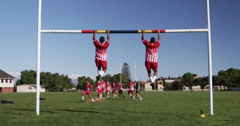 Youth Rugby Players Doing Exercises or Training On Field - Download Free Stock Images Pikwizard.com