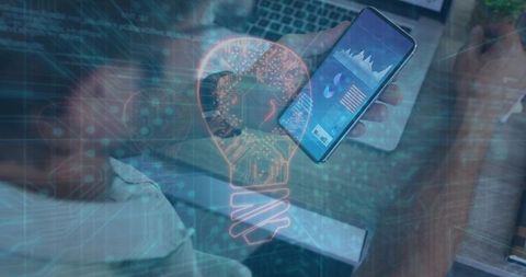 IT Professional Analyzing Data Charts on Smartphone