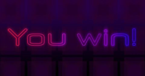Retro Neon 'You Win' Message with Flickering Effect - Download Free Stock Images Pikwizard.com