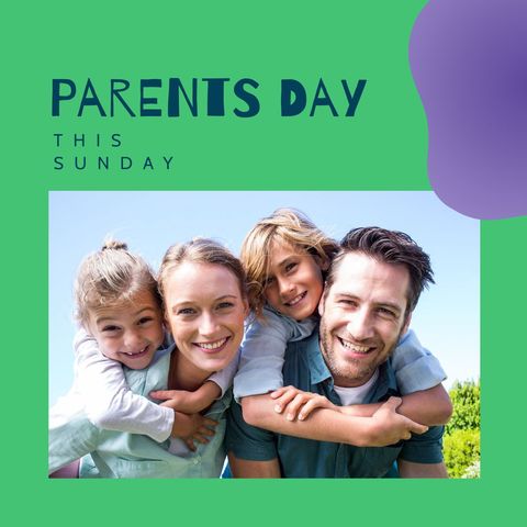 joyful parents day piggyback celebration with happy family outdoors - Download Free Stock Templates Pikwizard.com