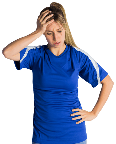 Frustrated Football Fan in Blue Shirt Showing Transparent Emotions