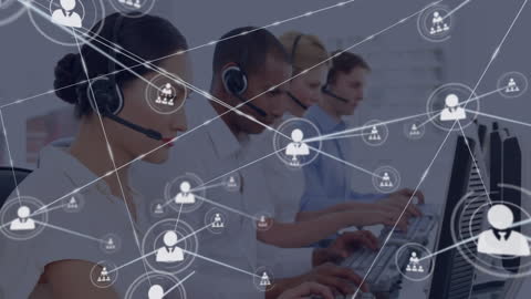 Collaborative Customer Service Team with Technology Overlay