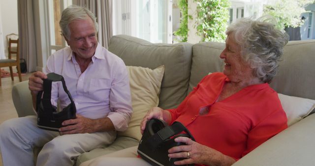 Senior Couple Enjoying Virtual Reality Technology at Home - Download Free Stock Images Pikwizard.com