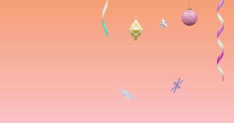 Festive Ornaments on Gradation Pink Background