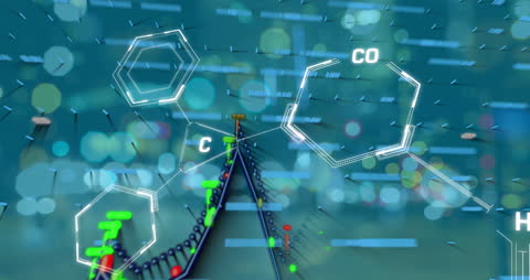 Futuristic Chemistry Data Interface over Cityscape