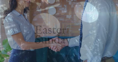 Business Meeting and Financial Analysis Overlay