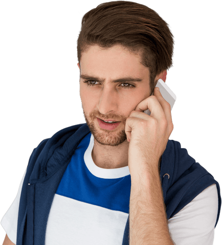 Transparent Young Man Talking on Smartphone