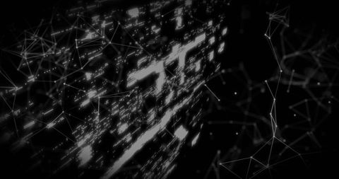 Abstract digital network glowing connections on dark background