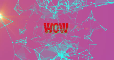 Dynamic Wow Text with Network Connections on Pink Background