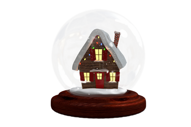 Transparent Snow Globe with Festive Cottage and Falling Snow - Download Free Stock Videos Pikwizard.com