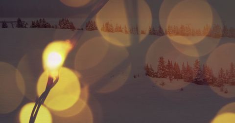 Festive Lights Overlay on Snowy Winter Landscape - Download Free Stock Images Pikwizard.com