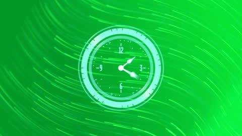 Animated Clock with Light Trail Background Depicting Data Flow