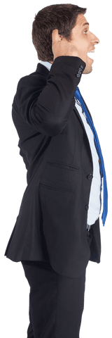Surprised Businessman Standing on Transparent Background