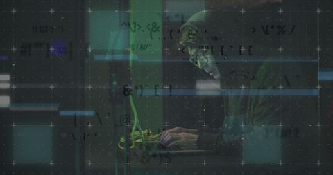 Hacker in Dark Room with Digital Overlay Blocking Hack - Download Free Stock Images Pikwizard.com