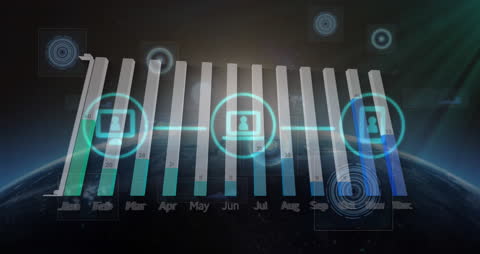 Futuristic Data Processing Over Earth Background for Global Analytics