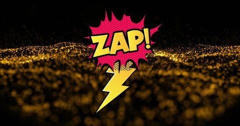 Comic Style Zap Text Over Digital Orange Dots Background