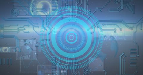 Futuristic Blue Digital Interface with Circuit Designs - Download Free Stock Images Pikwizard.com