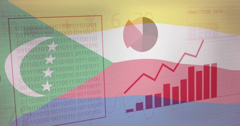 Binary Code and Financial Data Overlaying Comoros Flag - Download Free Stock Images Pikwizard.com