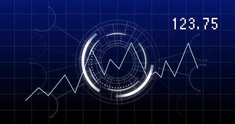 Futuristic hud interface with circular chart and line graph