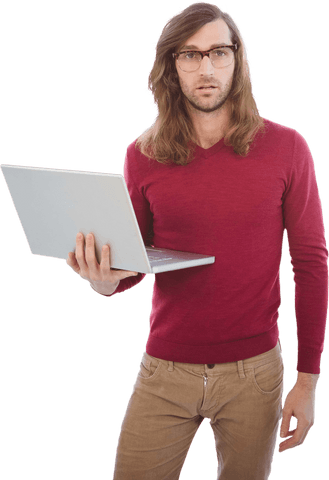 Transparent Image Creative Businessman Holding Laptop Confident Pose - Download Free Stock Videos Pikwizard.com