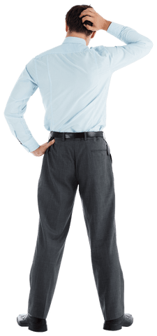 Thoughtful Businessman Scratching Head Back View Transparent Background - Download Free Stock Videos Pikwizard.com