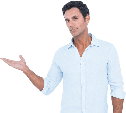 Confident Man Gesturing Hand on Transparent Background - Download Free Stock Videos Pikwizard.com