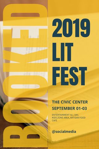 literary festival event flyer with book background - Download Free Stock Templates Pikwizard.com