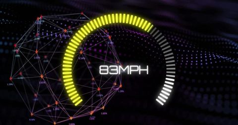 Digital Speedometer Overlay on Network Connections - Download Free Stock Images Pikwizard.com