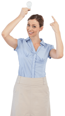 Transparent Concept Idea Woman Holding Light Bulb