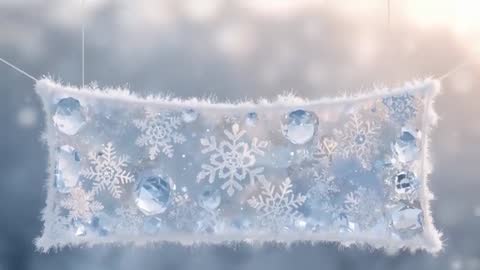 Swaying Frosted Panel Featuring Sparkling Snowflakes and Crystal Drops — Winter Video Loop