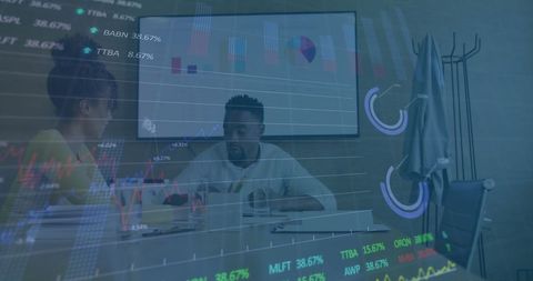 Diverse Team Analyzing Data with Holographic Graphs in Modern Office - Download Free Stock Images Pikwizard.com