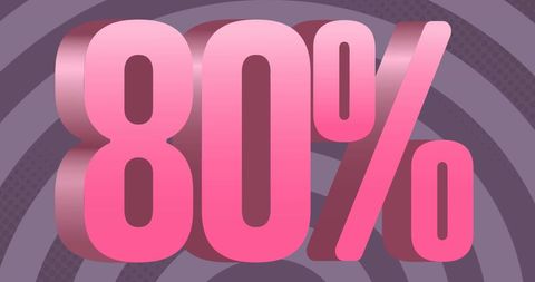 Retro Discount Tag Showing 80% Off in Pink Over Purple Abstract Background