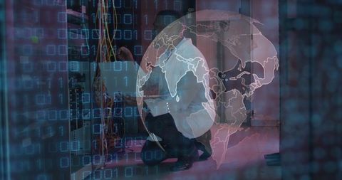 Global Data Technology Cloud Computing and Server Room Worker - Download Free Stock Images Pikwizard.com