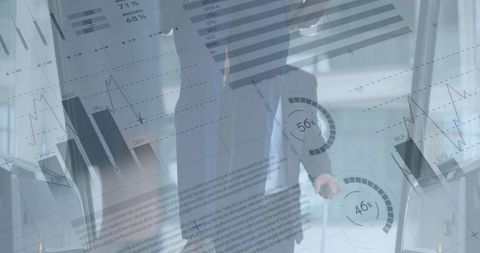 Business Professionals Overlaid with Financial Data in Motion - Download Free Stock Images Pikwizard.com