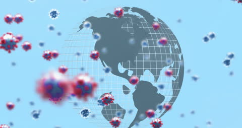 Global Pandemic Impact with Virus Cells Animation