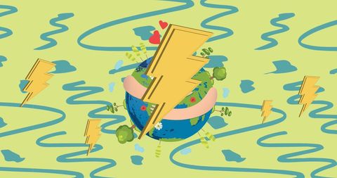 Eco-Friendly Energy Themes with Planetary and Environmental Symbols