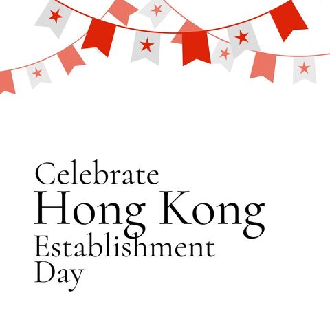 Celebrate Hong Kong Establishment Day Banner with Festive Buntings - Download Free Stock Templates Pikwizard.com
