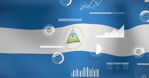 High-Tech Data Visualization Overlaid on Nicaragua Flag - Download Free Stock Images Pikwizard.com