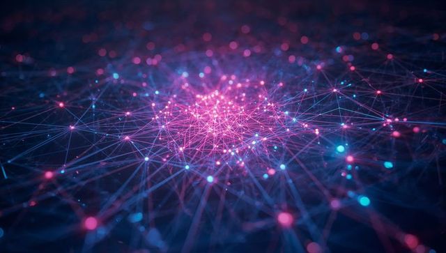 Futuristic network with glowing nodes and interconnected lines