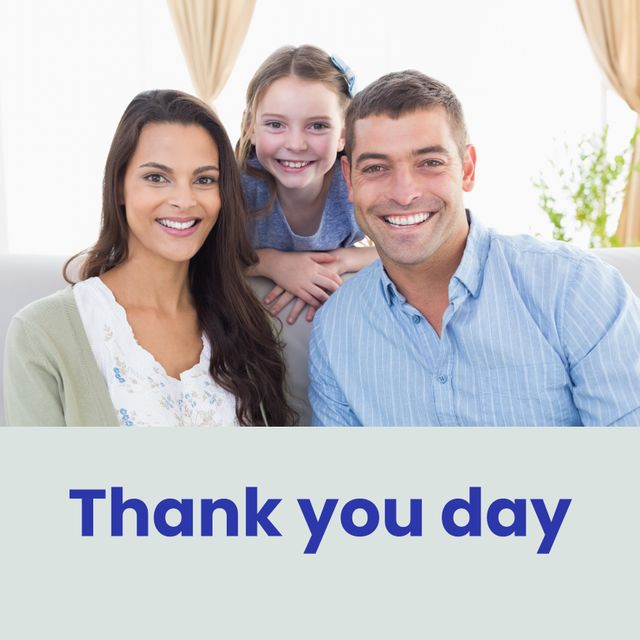 Happy Family Smiling Together on Thank You Day - Download Free Stock Templates Pikwizard.com