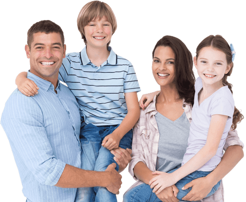 Happy Family Hugging Against Transparent Background