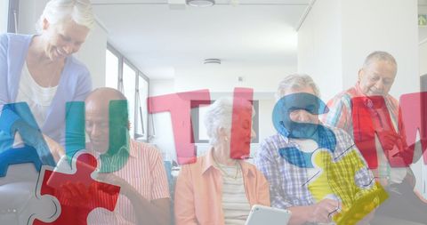 Seniors engaging with technology and autism awareness